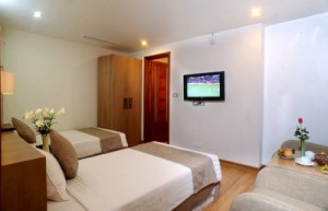Deluxe twin with lake view, private facilities (bath and shower), and breakfast