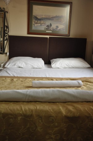 Large triple with city view, queen bed, and private facilities (bath and shower)