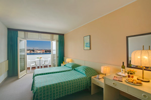 Superior twin with sea view, balcony, private facilities (bath), and half board